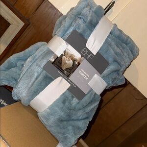 BHF Plush Blue Throw Blanket